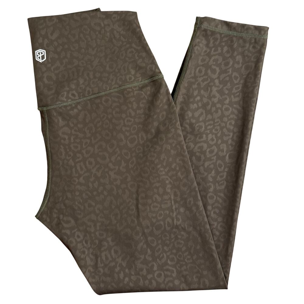 Born Primitive Leggings Your Go To CrossFit Gym Leopard Print Green Women XLarge